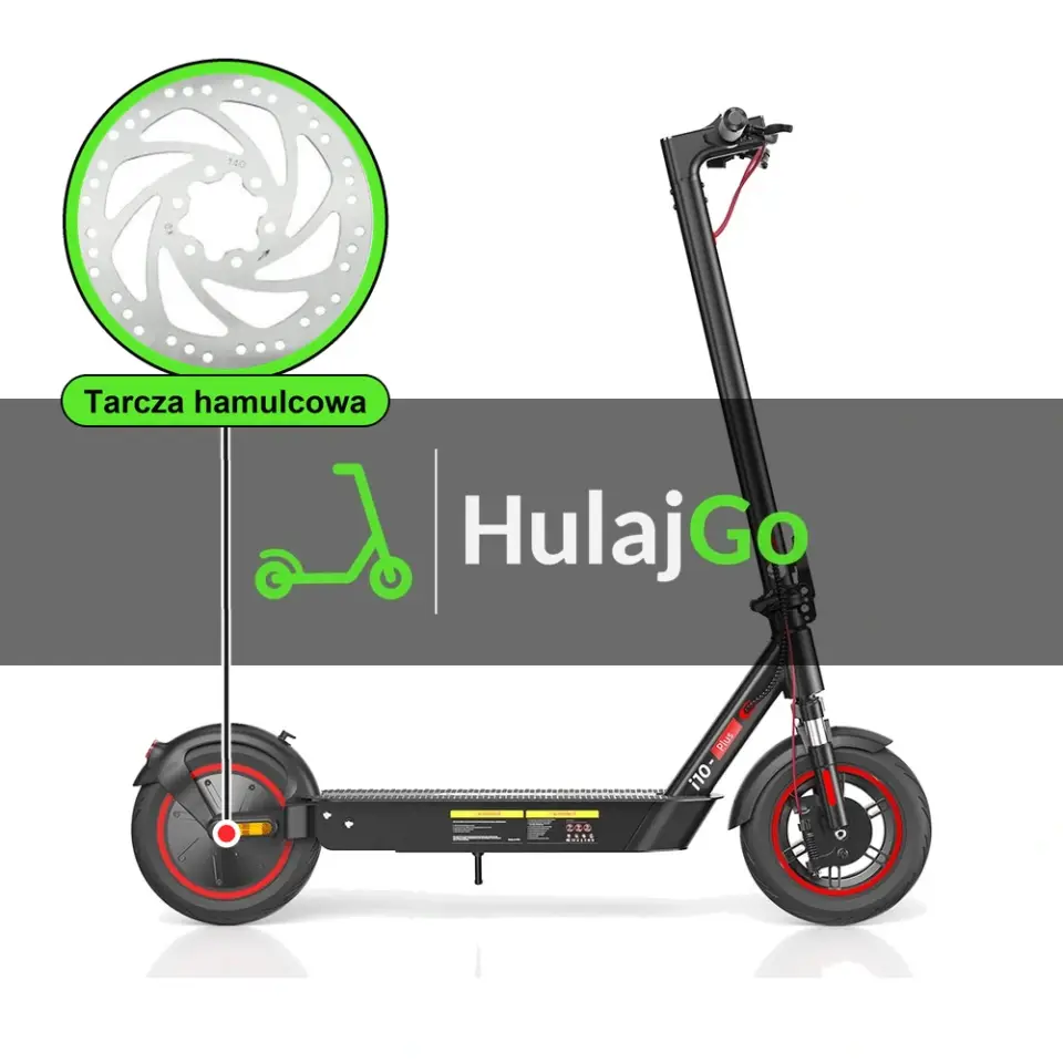 iScooter i10 Plus - w powiększeniu tarcza hamulcowa (wymiana tarczy hamulcowej)