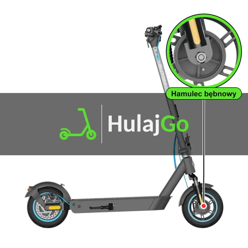 Motus Scooty 10 Pro - w powiększeniu piasta z hamulcem bębnowym (naprawa hamulców bębnowych)