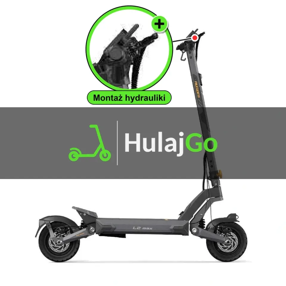 Ausom L2 Max Dual Motor - w powiększeniu klamka hamulca (montaż hamulców hydraulicznych)