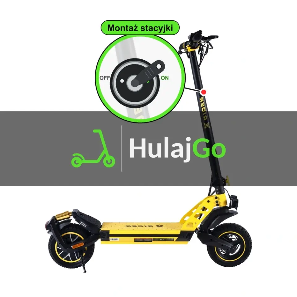 X-Rider F10 - w powiększeniu stacyjka z kluczykiem na kolumnie kierownicy (montaż stacyjki)