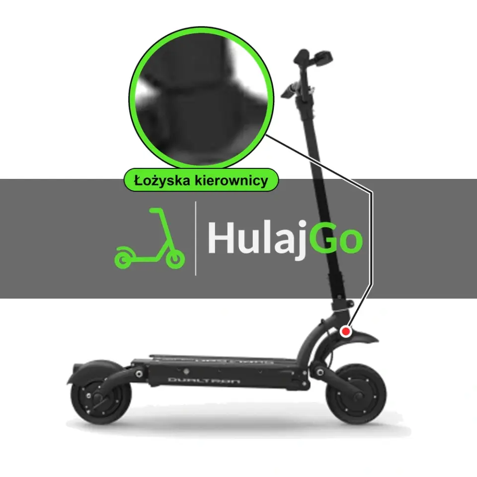 Dualtron Raptor 2 - w powiększeniu główka ramy z łożyskami kierownicy (wymiana łożysk kierownicy)