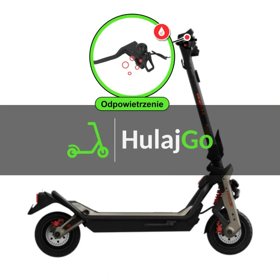 Segway GT3 Pro - w powiększeniu klamka hamulca hydraulicznego (odpowietrzenie hamulców hydraulicznych)
