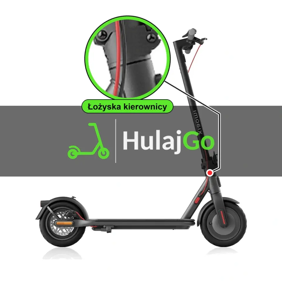 Xiaomi Mi Electric Scooter 4 - w powiększeniu główka ramy z łożyskami kierownicy (wymiana łożysk kierownicy)