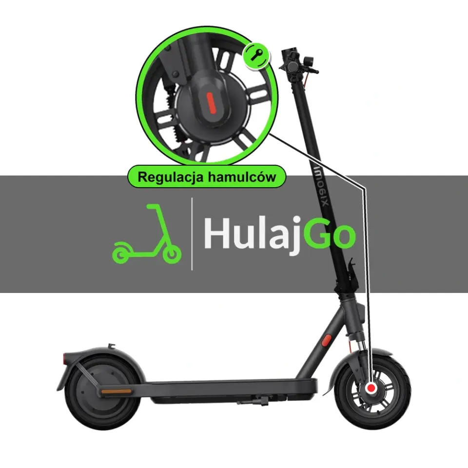 Xiaomi Mi Elite - w powiększeniu hamulec bębnowy (regulacja hamulców)
