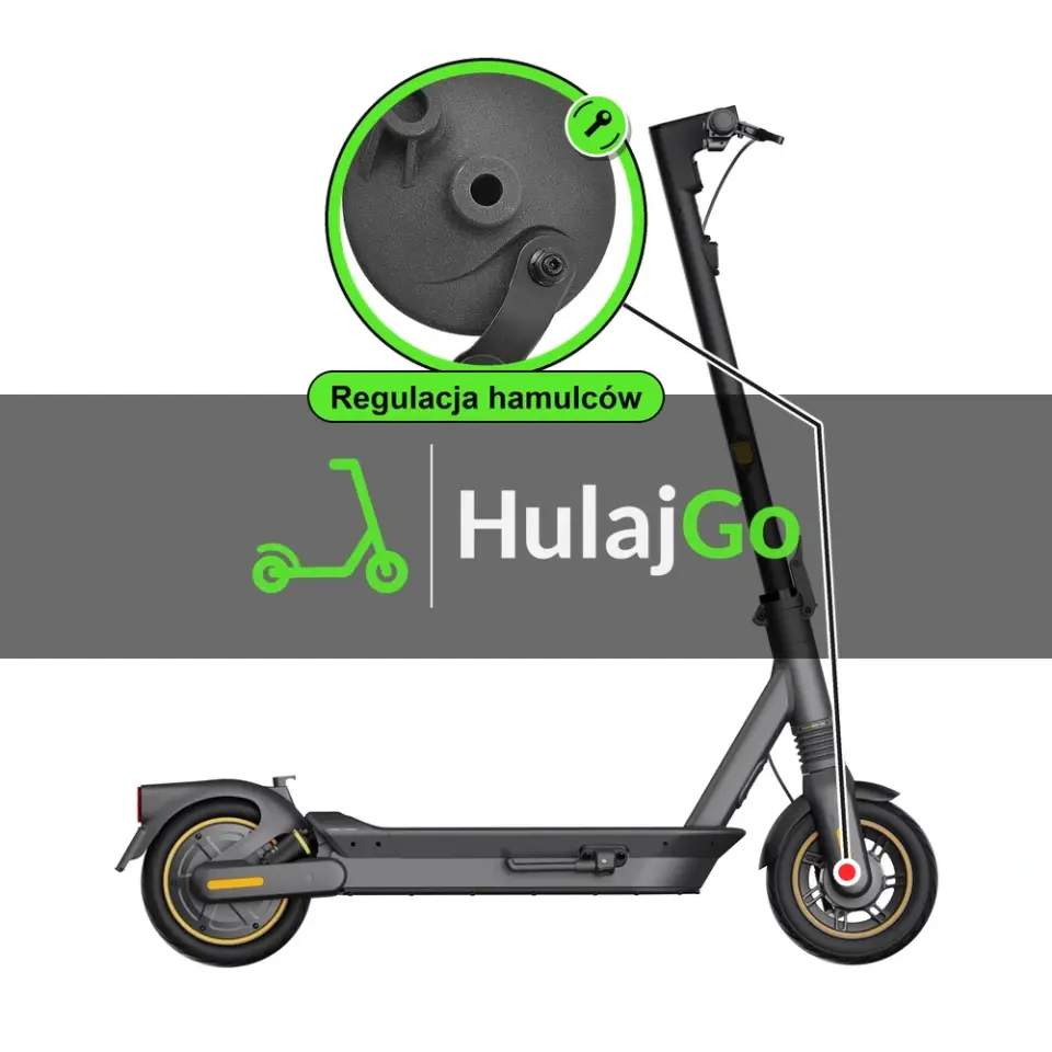 Segway Max G2 - w powiększeniu hamulec bębnowy (regulacja hamulców)