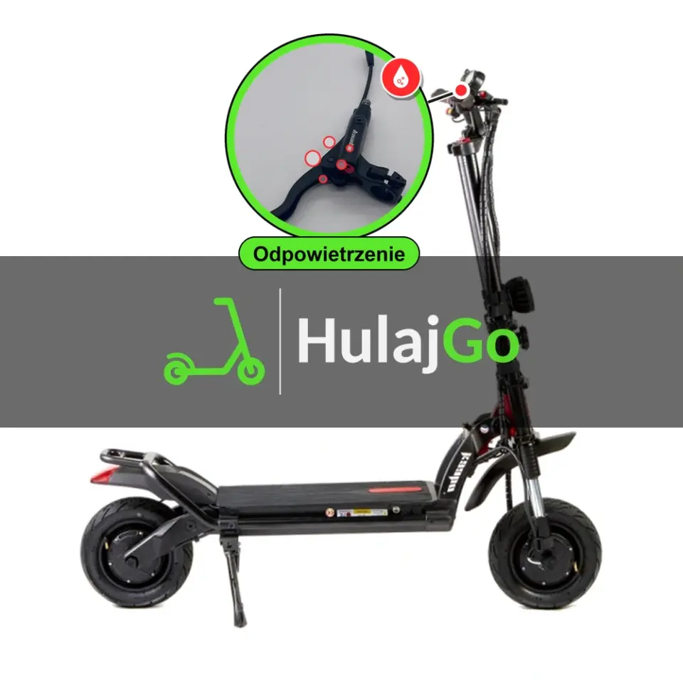 Kaabo Wolf Warrior 11 Plus - w powiększeniu klamka hamulca hydraulicznego (odpowietrzenie hamulców hydraulicznych)