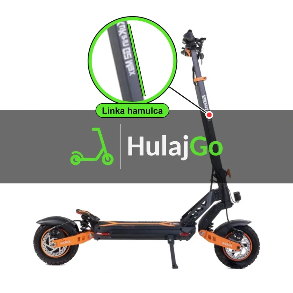 Kukirin G2 Max - w powiększeniu linka hamulca (wymiana linki hamulca)