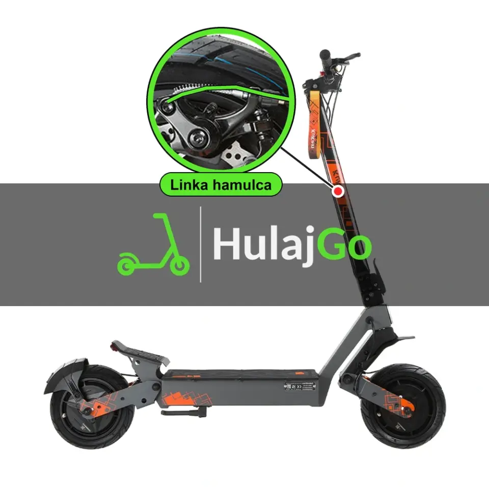 Kukirin G4 Ultra - w powiększeniu linka hamulca (wymiana linki hamulca)