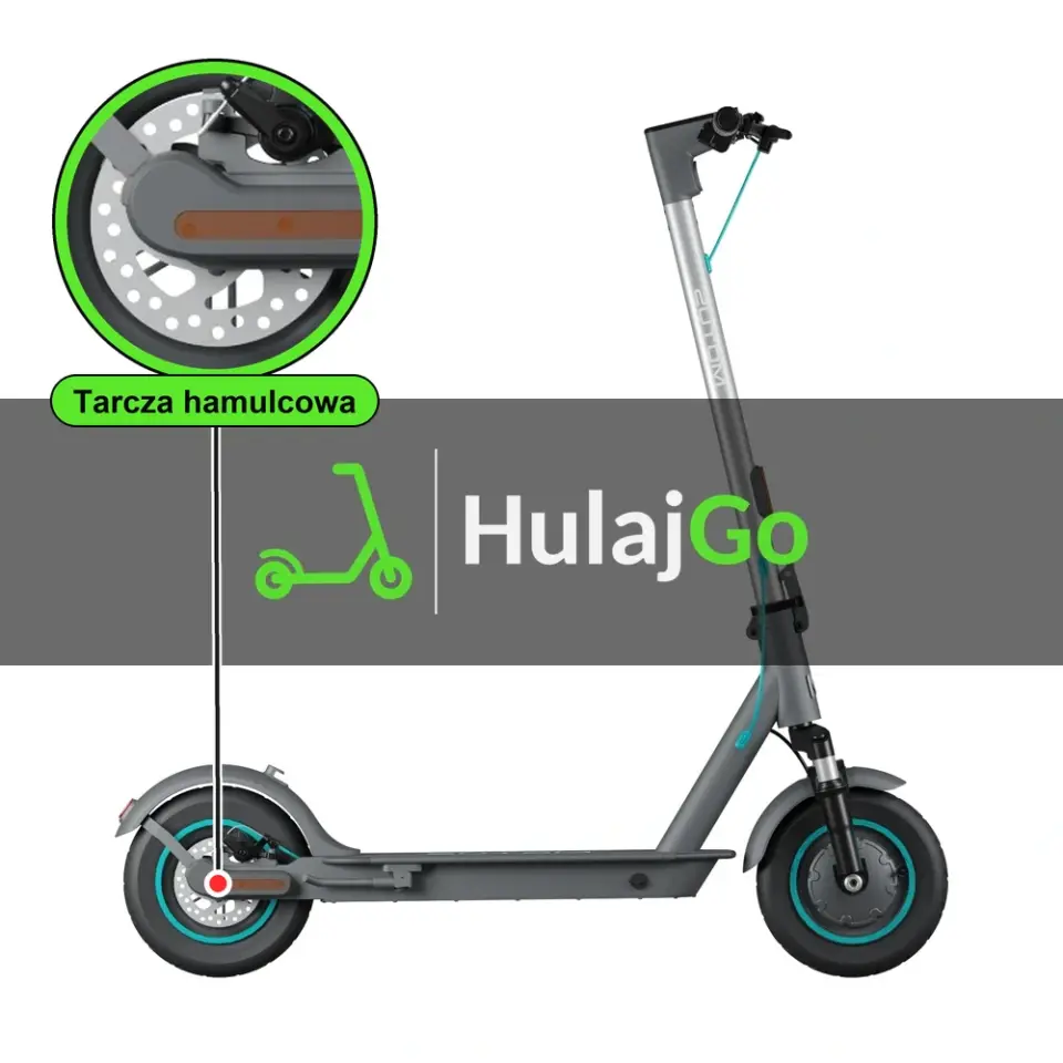 Motus Scooty 10 Lite - w powiększeniu tarcza hamulcowa (wymiana tarczy hamulcowej)