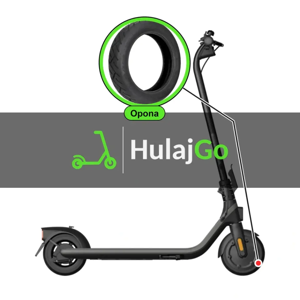 Segway E2 - w powiększeniu bieżnik opony (wymiana opony)