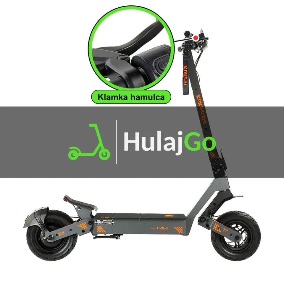 Kukirin G4 - w powiększeniu klamka hamulca (wymiana klamki hamulca)