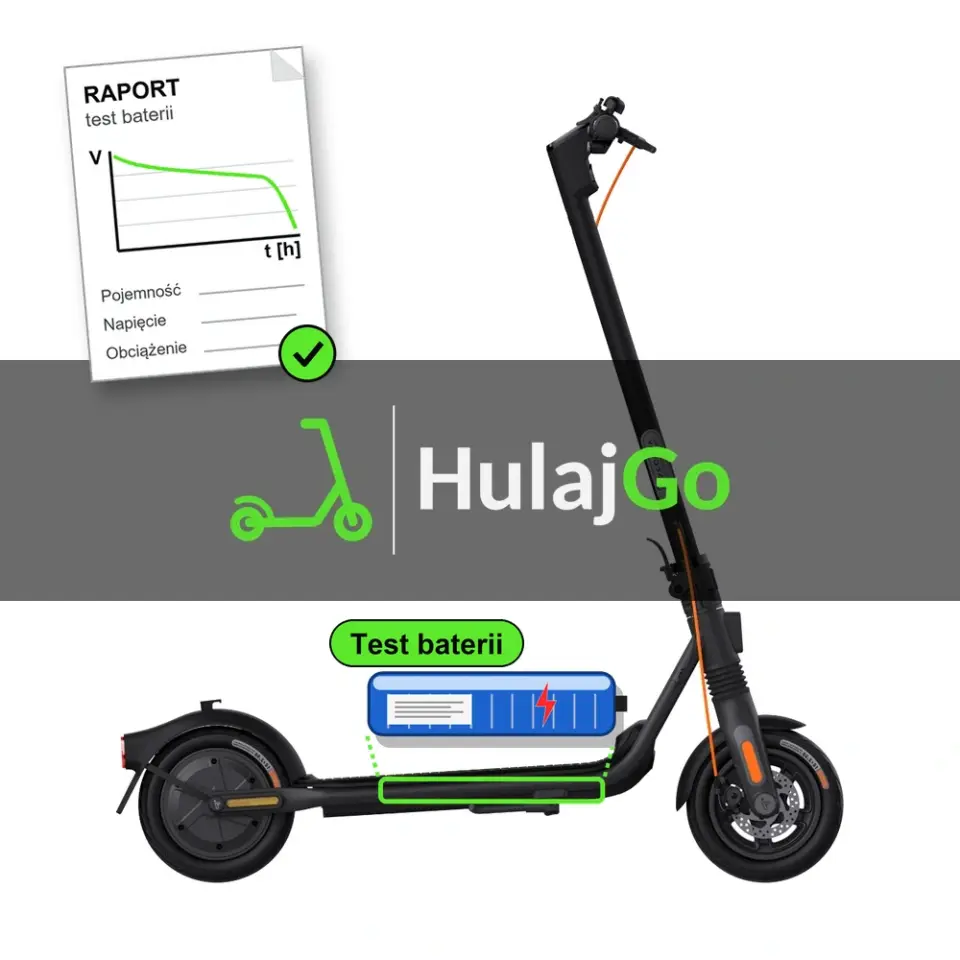Segway F2 Pro - niebieska bateria i papierowy raport z krzywą rozładowania (test baterii)