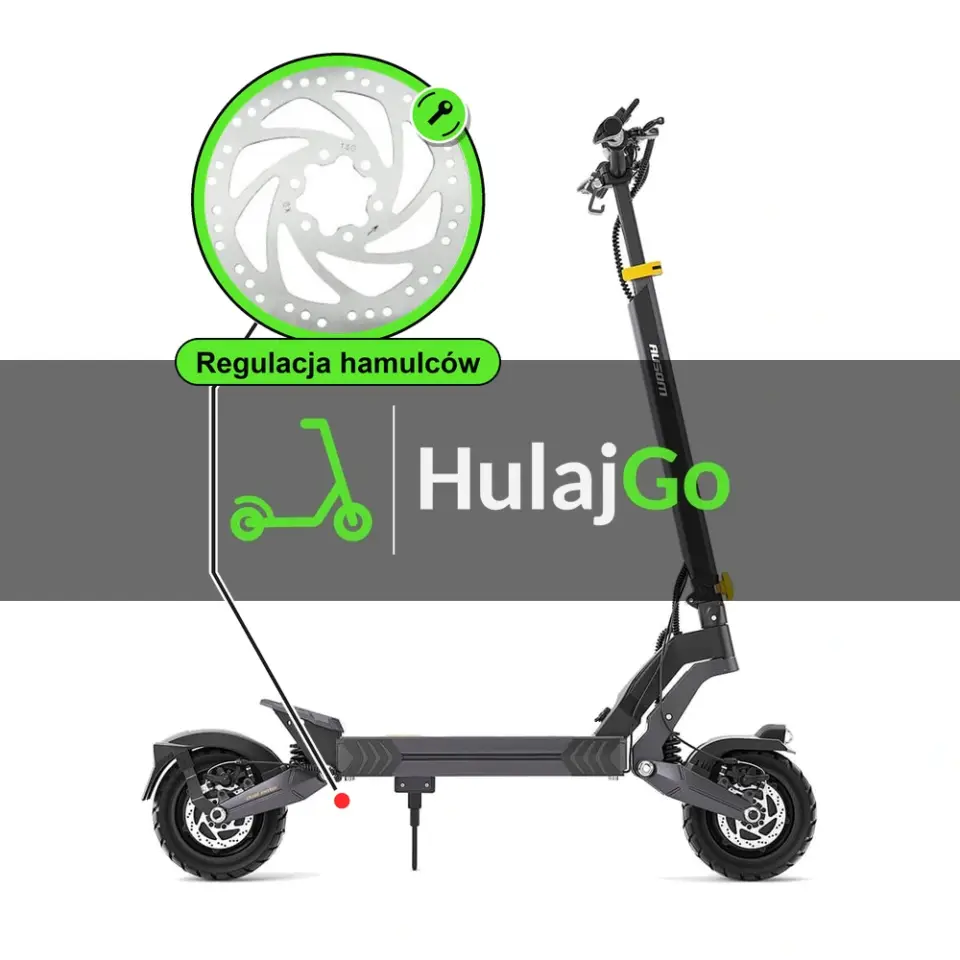 Ausom L2 Dual Motor - w powiększeniu hamulec tarczowy (regulacja hamulców)