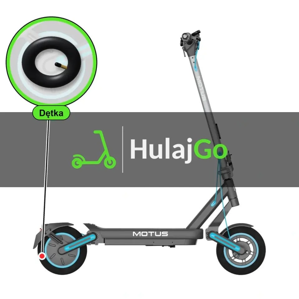 Motus Scooty 10 Max - w powiększeniu dętka (wymiana dętki)