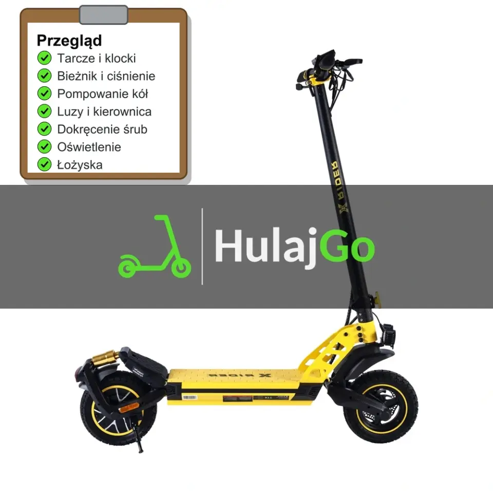 X-Rider F10 - lista kontrolna przeglądu z zaznaczonymi pozycjami (przegląd przed sezonem)