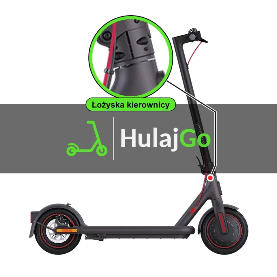 Xiaomi Mi Electric Scooter 4 Pro - w powiększeniu główka ramy z łożyskami kierownicy (wymiana łożysk kierownicy)