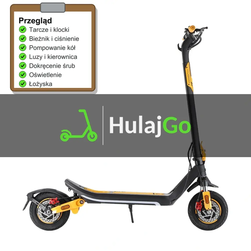 Kugoo M3 Pro - lista kontrolna przeglądu z zaznaczonymi pozycjami (przegląd przed sezonem)