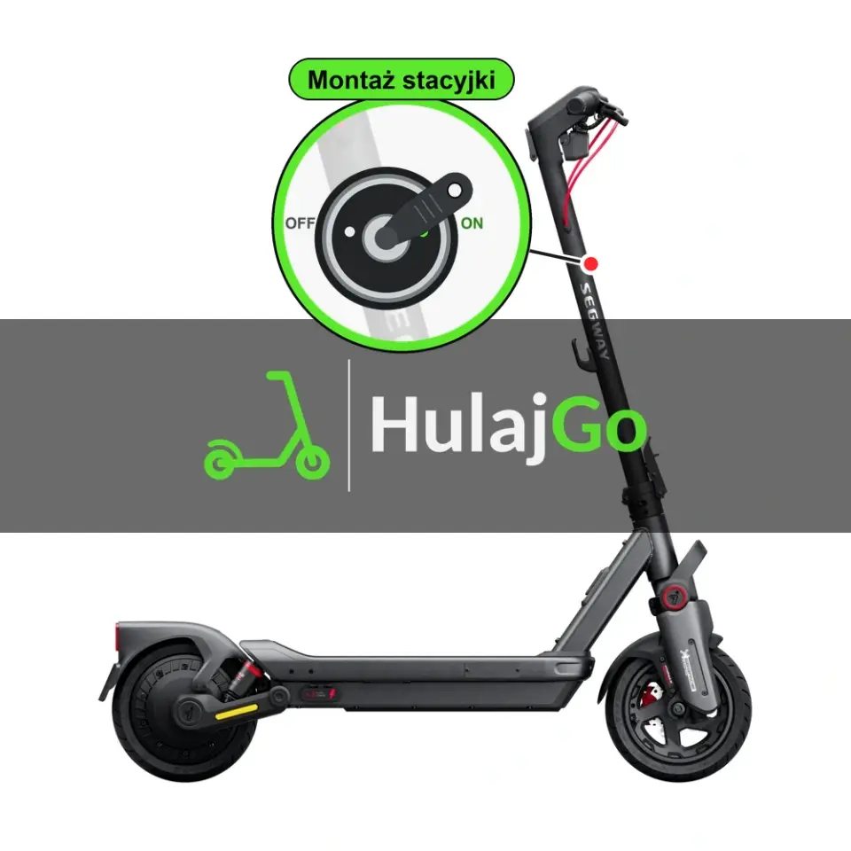 Segway Max G3 - w powiększeniu stacyjka z kluczykiem na kolumnie kierownicy (montaż stacyjki)