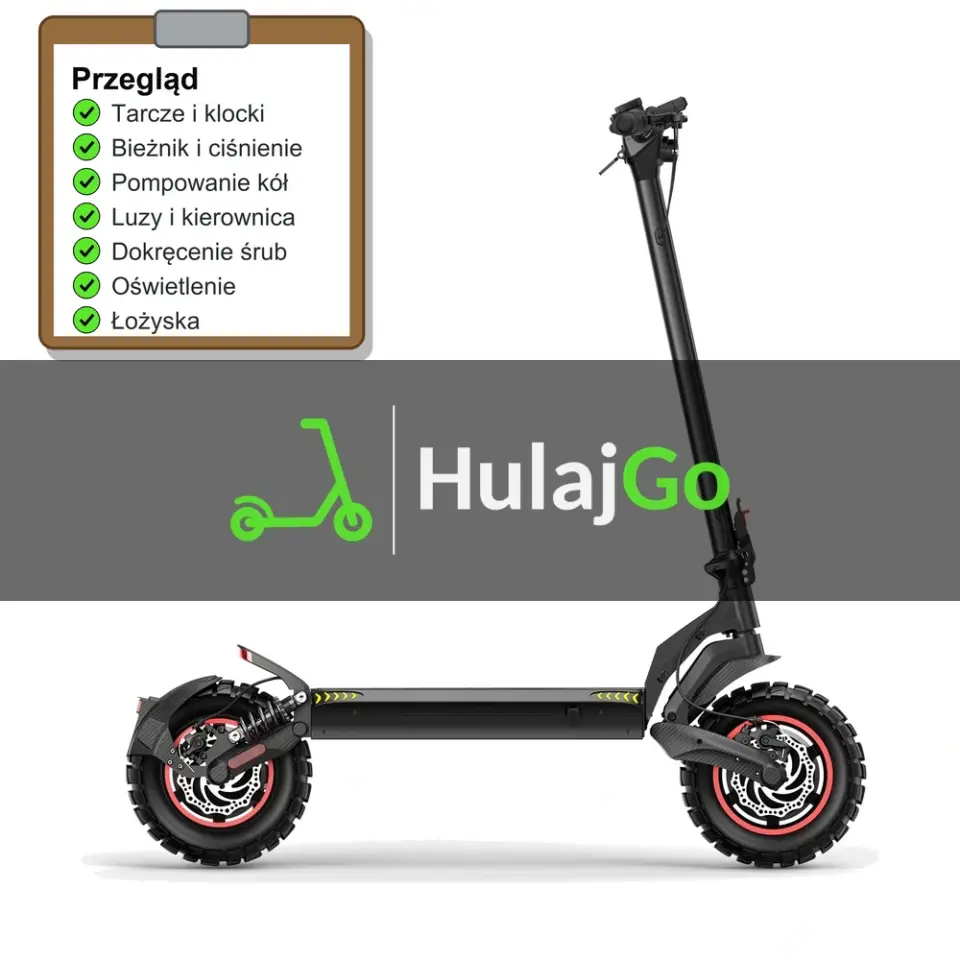 iScooter IX7 Pro - lista kontrolna przeglądu z zaznaczonymi pozycjami (przegląd przed sezonem)