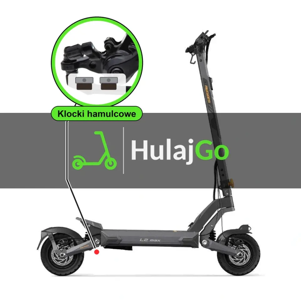 Ausom L2 Max Dual Motor - w powiększeniu zacisk z klockami hamulcowymi (wymiana klocków hamulcowych)