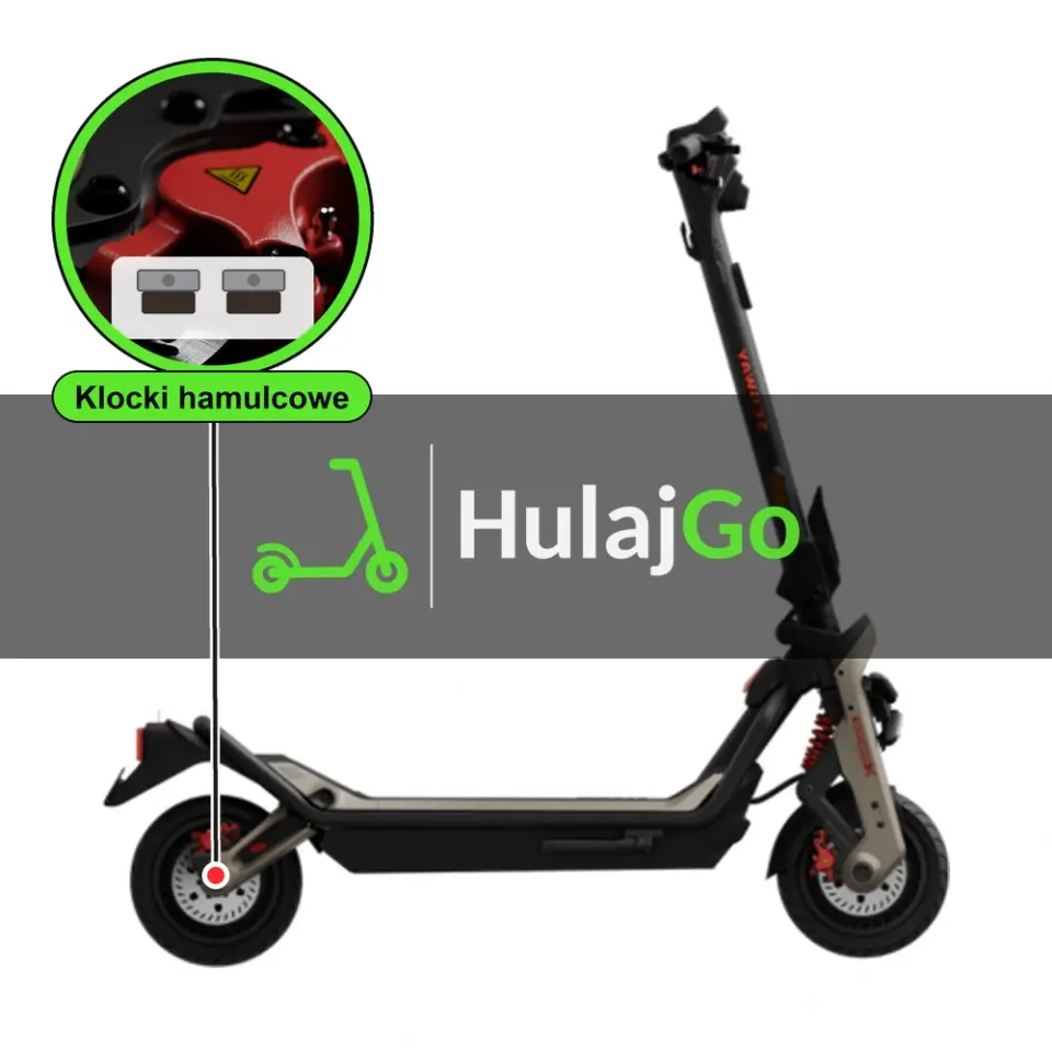 Segway GT3 Pro - w powiększeniu zacisk z klockami hamulcowymi (wymiana klocków hamulcowych)