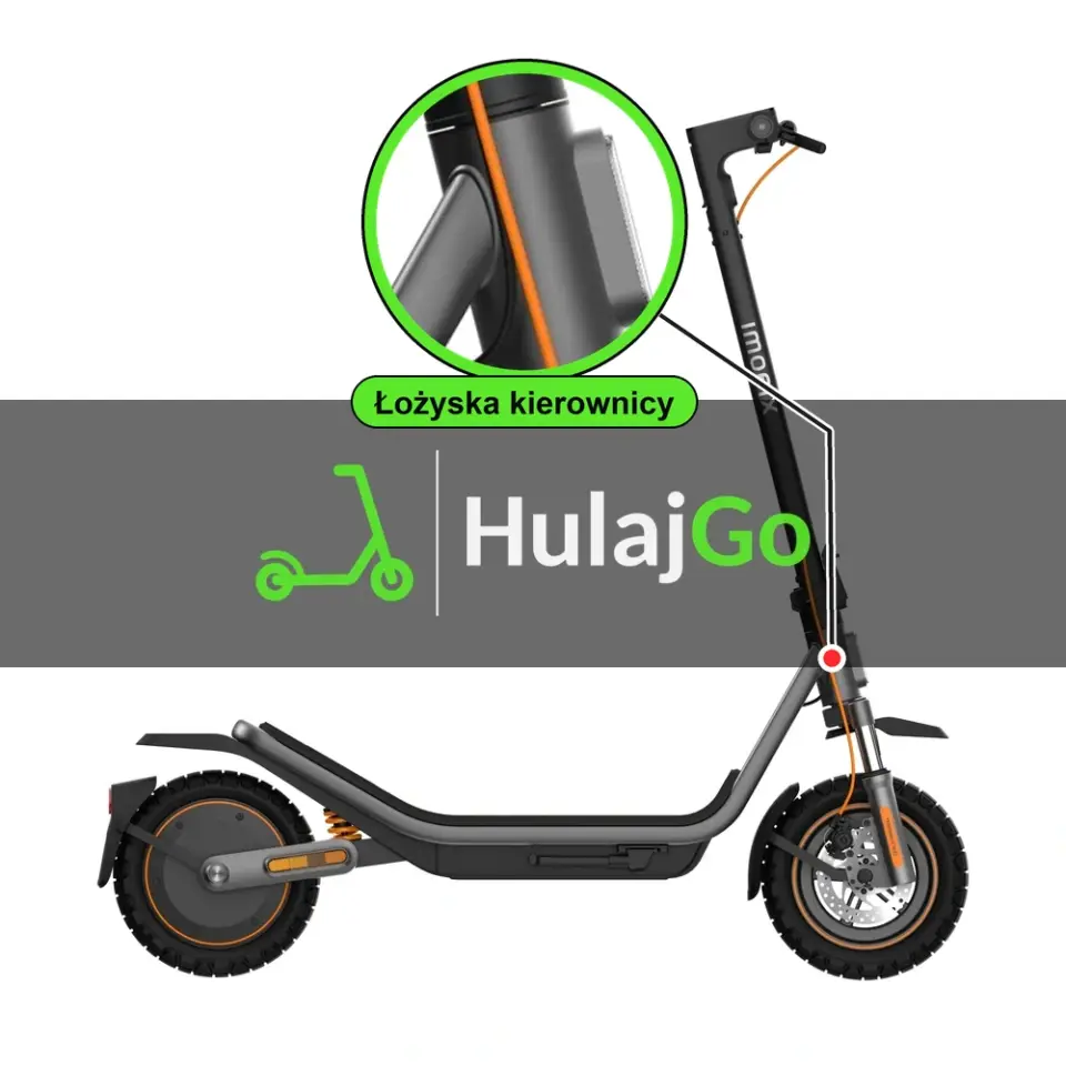 Xiaomi Mi Electric Scooter 6 Pro - w powiększeniu główka ramy z łożyskami kierownicy (wymiana łożysk kierownicy)