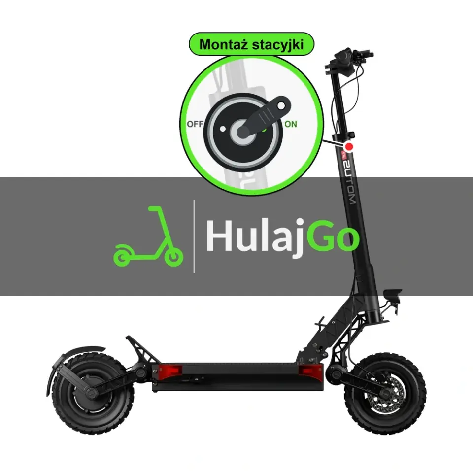 Motus Pro 10 - w powiększeniu stacyjka z kluczykiem na kolumnie kierownicy (montaż stacyjki)