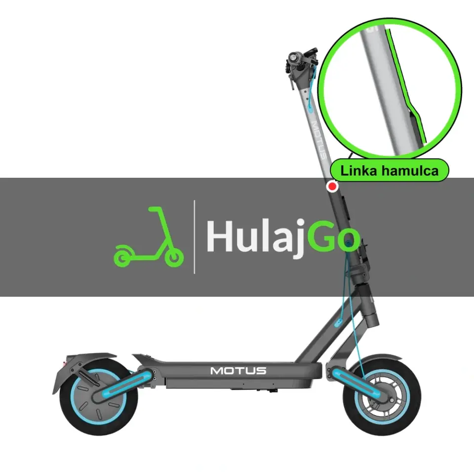 Motus Scooty 10 Max - w powiększeniu linka hamulca (wymiana linki hamulca)