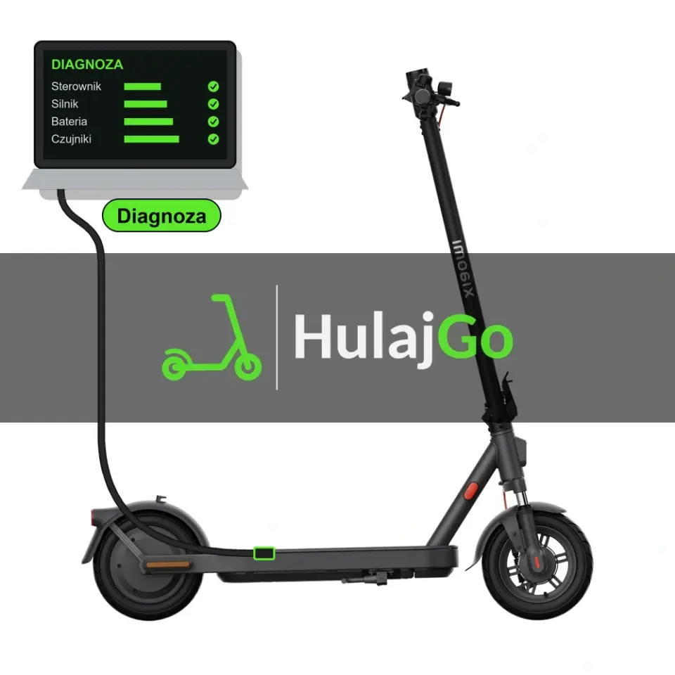 Xiaomi Mi Elite - laptop diagnostyczny podłączony przewodem do hulajnogi (diagnoza)