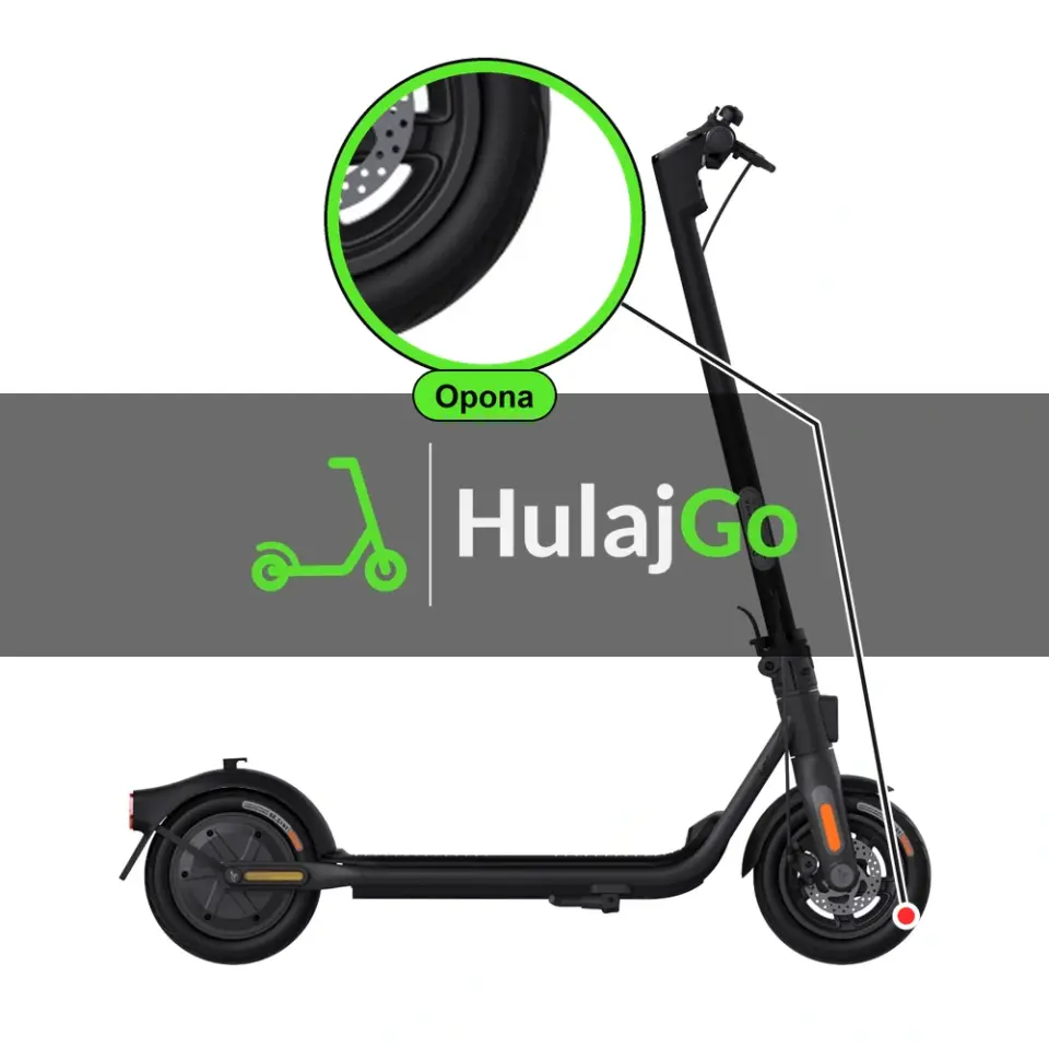 Segway F2 - w powiększeniu bieżnik opony (wymiana opony)