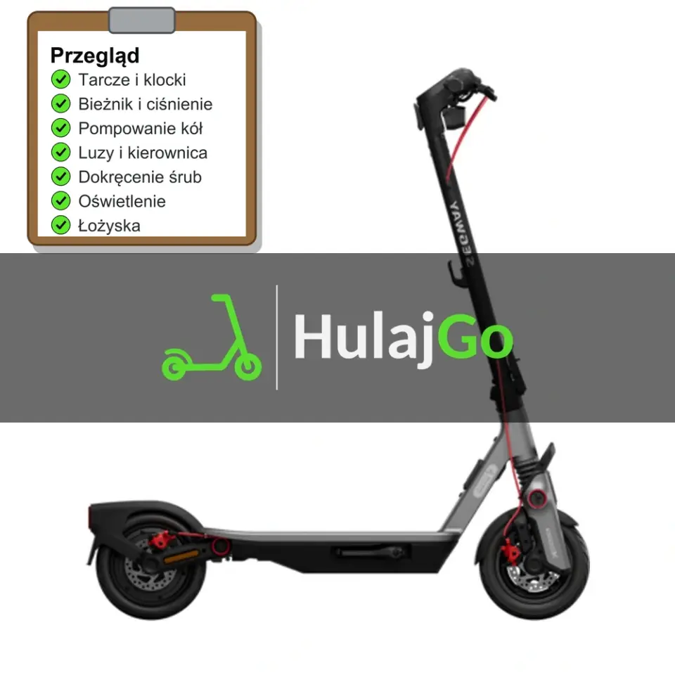 Segway F3 Pro - lista kontrolna przeglądu z zaznaczonymi pozycjami (przegląd przed sezonem)
