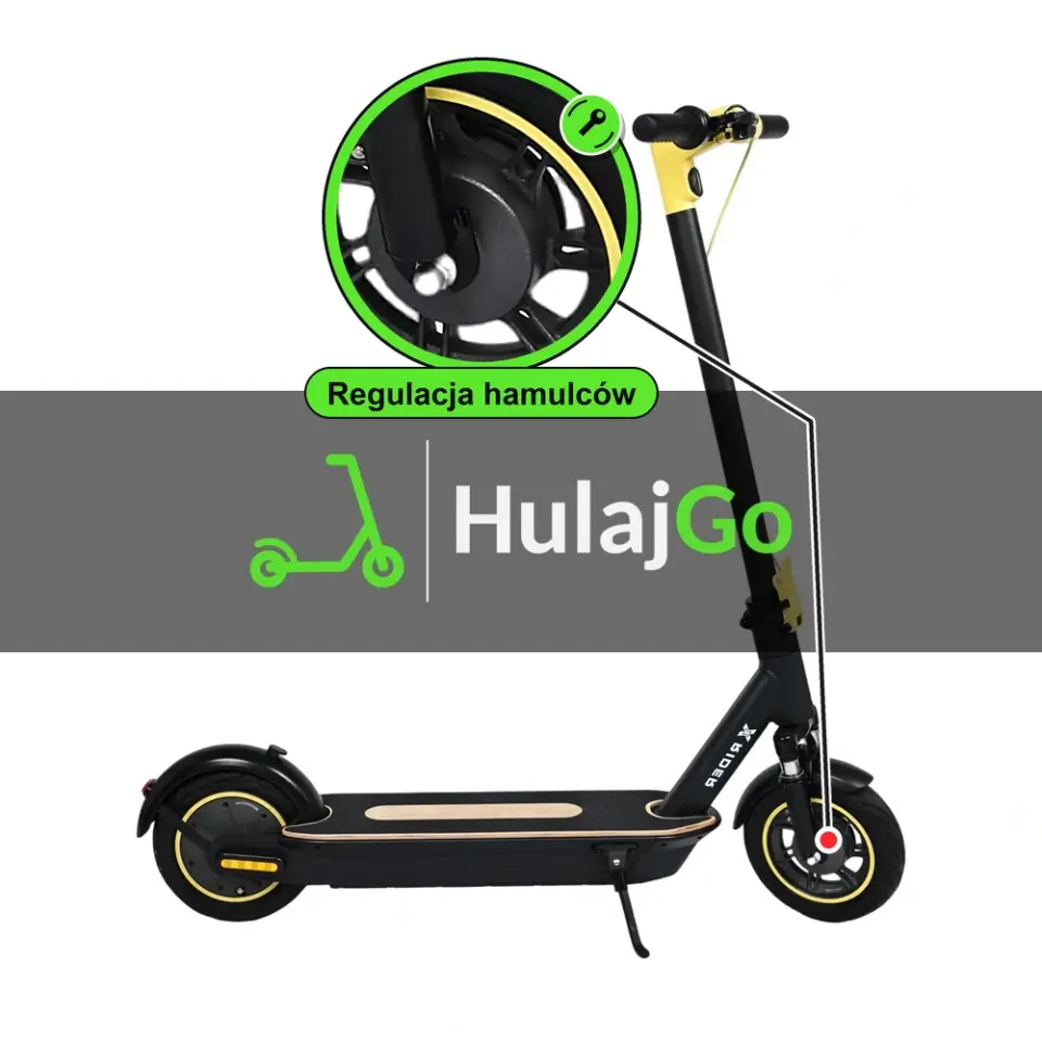 X-Rider M10ME - w powiększeniu hamulec bębnowy (regulacja hamulców)