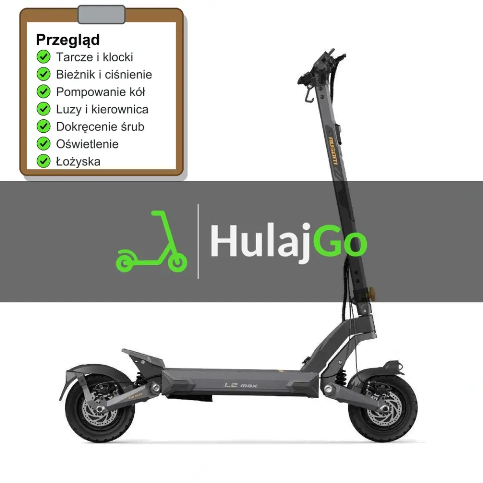 Ausom L2 Max Dual Motor - lista kontrolna przeglądu z zaznaczonymi pozycjami (przegląd przed sezonem)