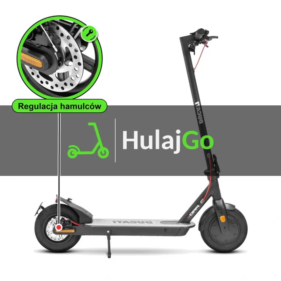 Ducati Pro-I - w powiększeniu hamulec tarczowy (regulacja hamulców)