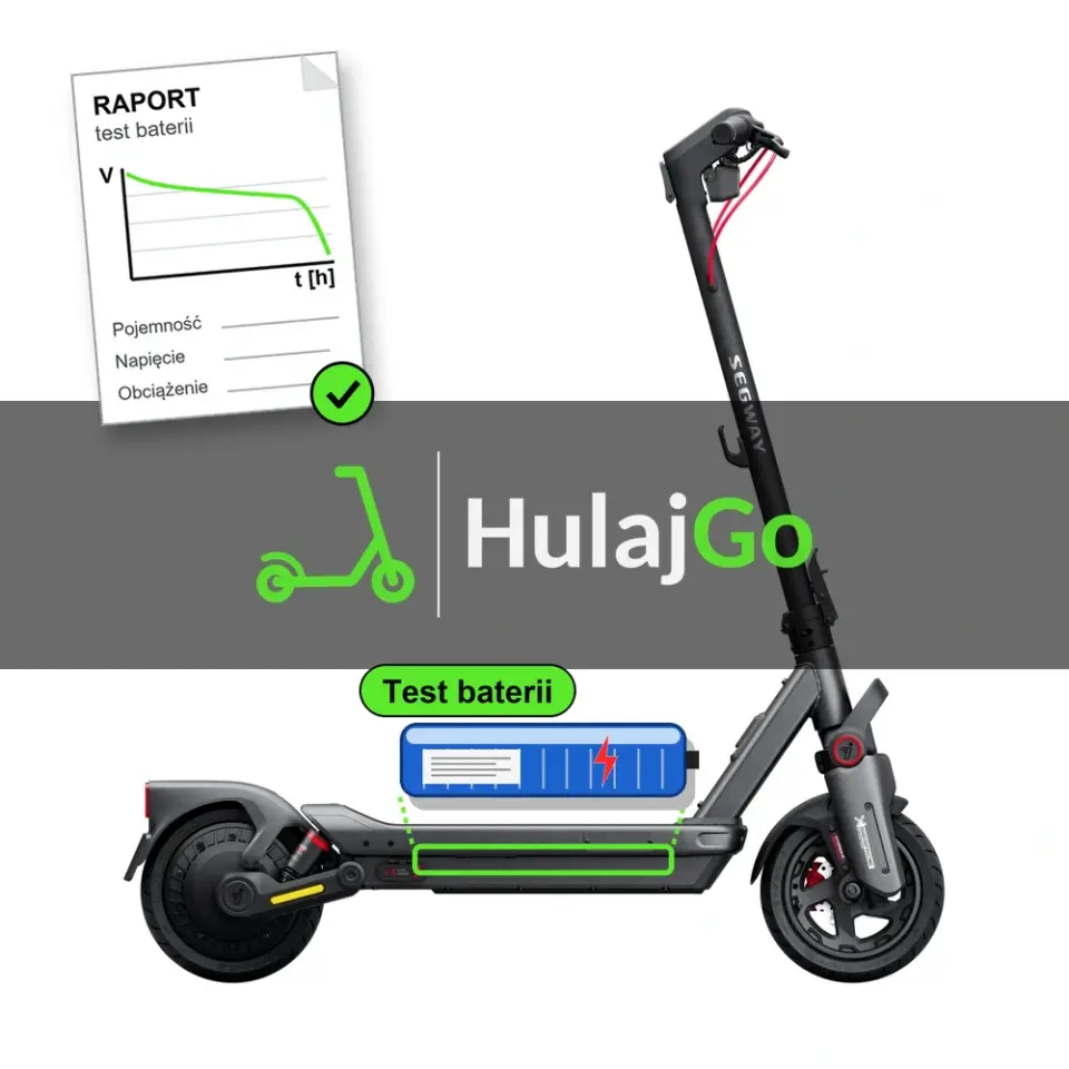 Segway Max G3 - niebieska bateria i papierowy raport z krzywą rozładowania (test baterii)