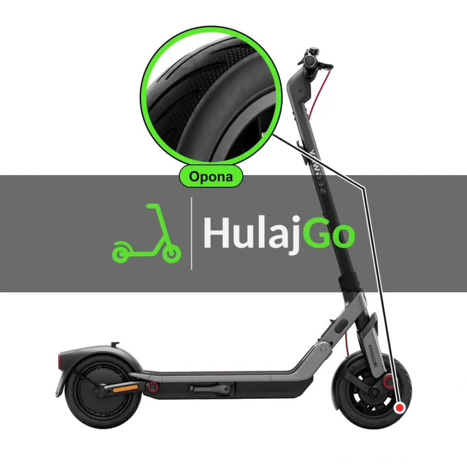 Segway E3 - w powiększeniu bieżnik opony (wymiana opony)