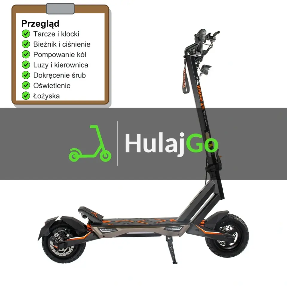 Kukirin T3 - lista kontrolna przeglądu z zaznaczonymi pozycjami (przegląd przed sezonem)