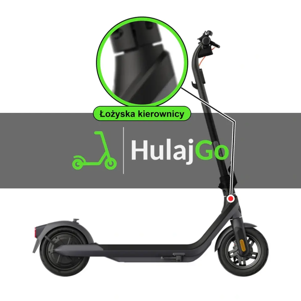 Segway-Ninebot E2 Pro - w powiększeniu główka ramy z łożyskami kierownicy (wymiana łożysk kierownicy)