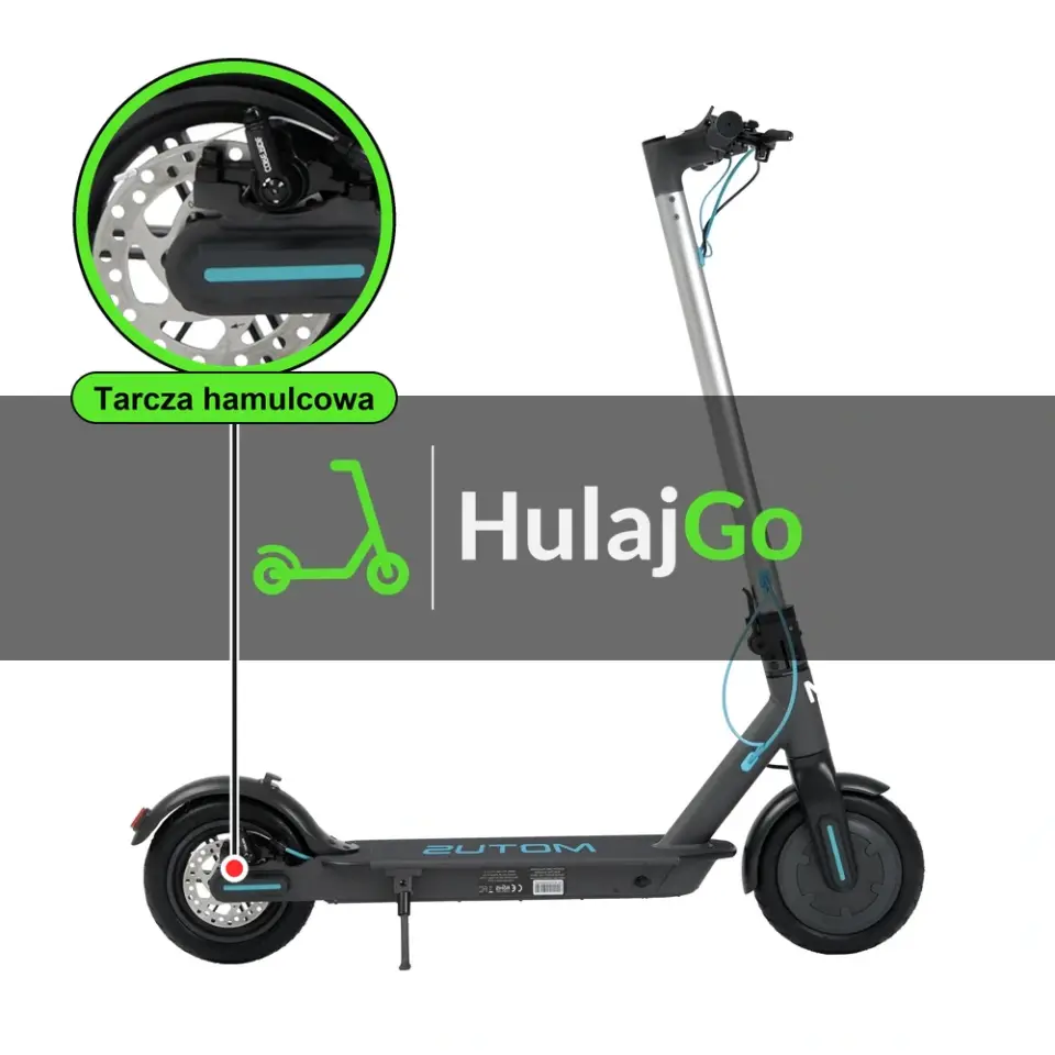 Motus Scooty 8.5 - w powiększeniu tarcza hamulcowa (wymiana tarczy hamulcowej)