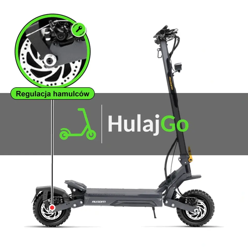 Ausom Gosoul 2 Pro - w powiększeniu hamulec tarczowy (regulacja hamulców)