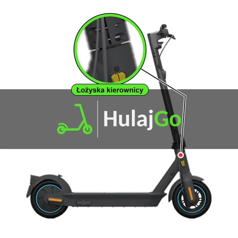 Segway-Ninebot Max G30 - w powiększeniu główka ramy z łożyskami kierownicy (wymiana łożysk kierownicy)