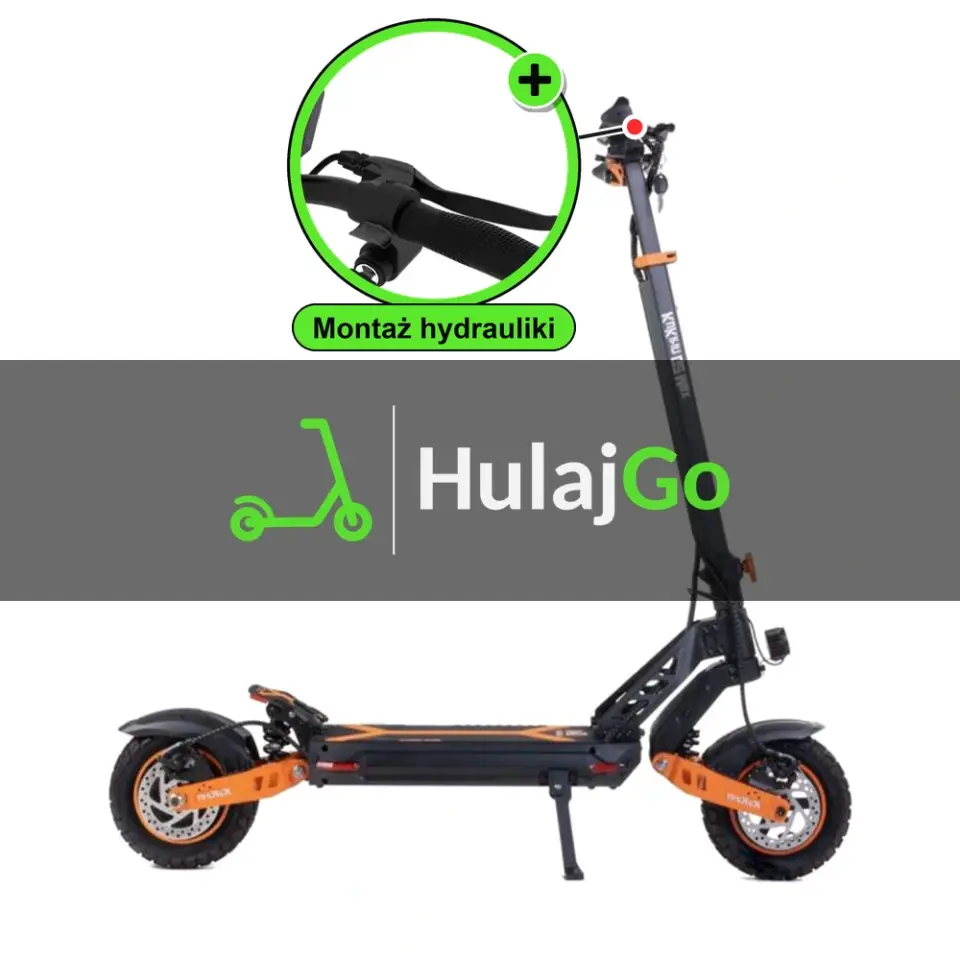 Kukirin G2 Max - w powiększeniu klamka hamulca (montaż hamulców hydraulicznych)