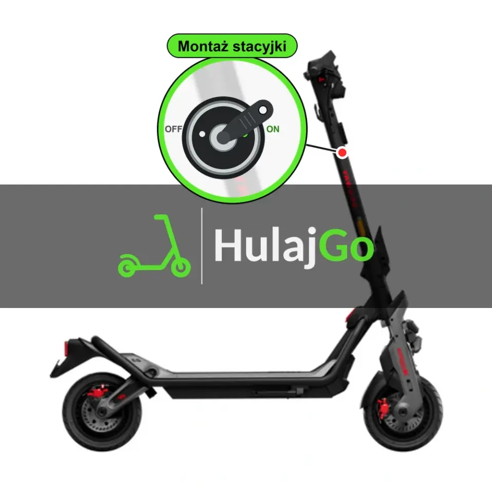Segway GT3 - w powiększeniu stacyjka z kluczykiem na kolumnie kierownicy (montaż stacyjki)