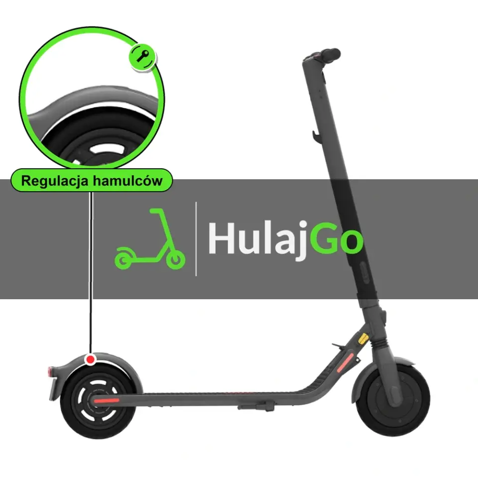 Segway E25 - w powiększeniu błotnik z hamulcem nożnym (regulacja hamulców)
