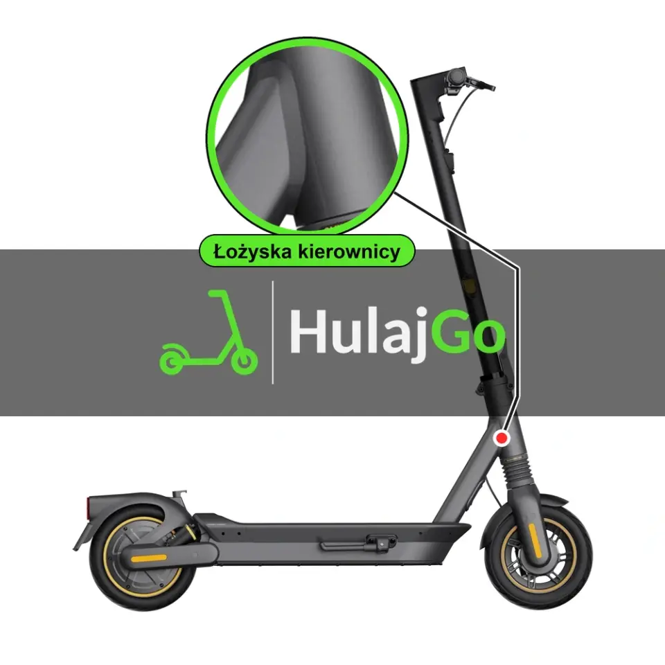 Segway-Ninebot Max G2 - w powiększeniu główka ramy z łożyskami kierownicy (wymiana łożysk kierownicy)