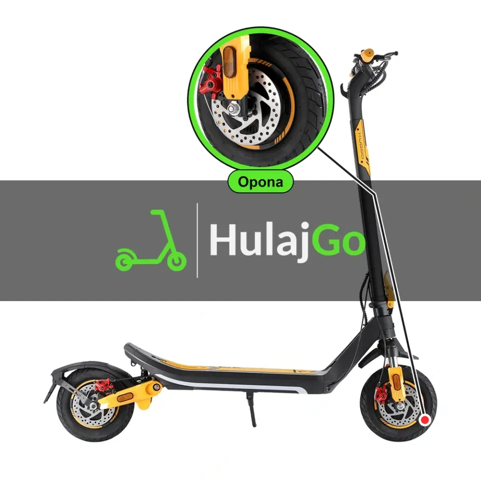 Kugoo M3 Pro - w powiększeniu bieżnik opony (wymiana opony)