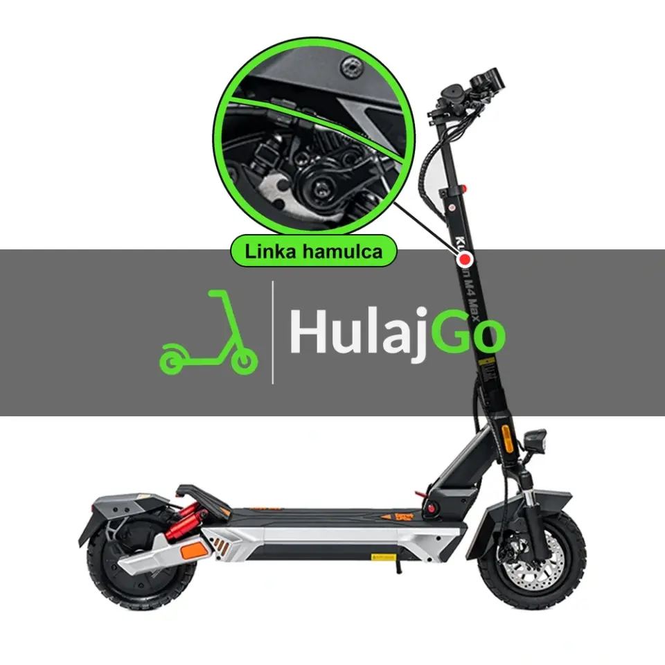 Kukirin M4 Max - w powiększeniu linka hamulca (wymiana linki hamulca)