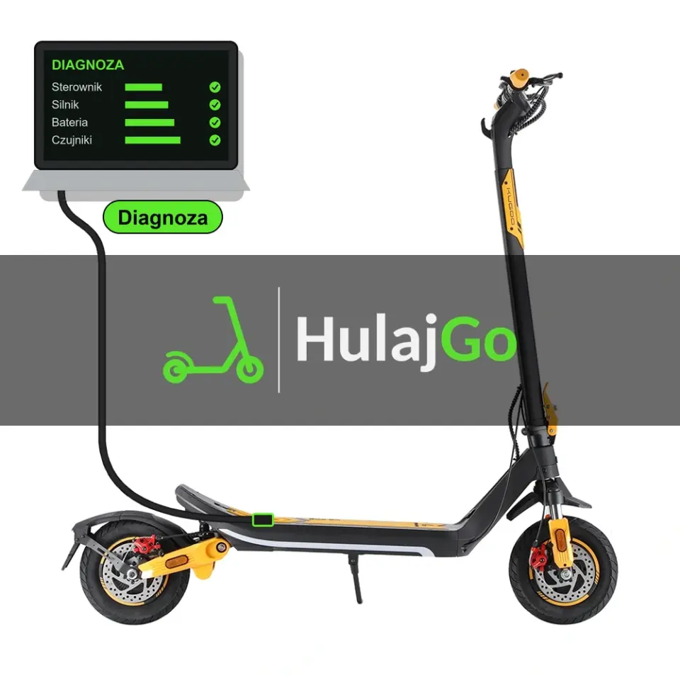 Kugoo M3 Pro - laptop diagnostyczny podłączony przewodem do hulajnogi (diagnoza)