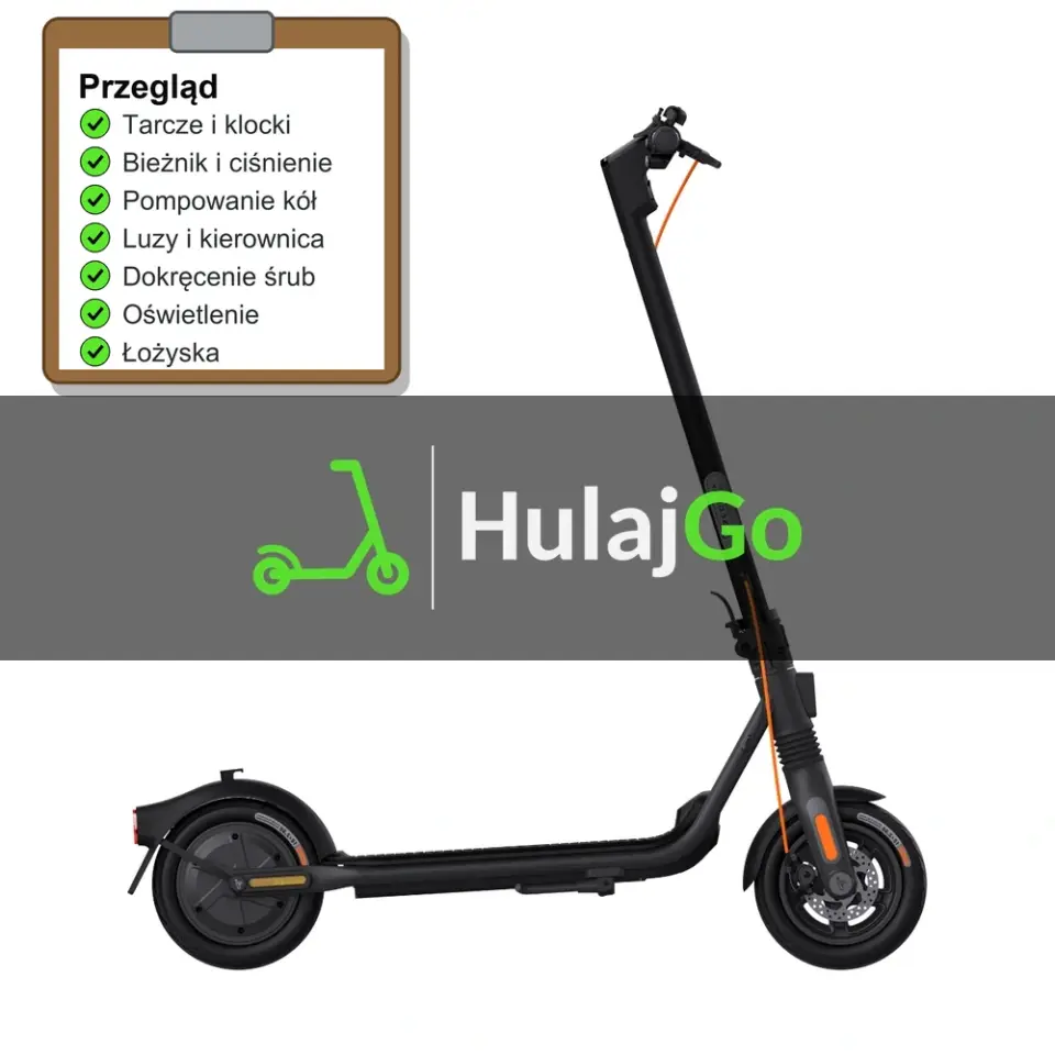 Segway F2 Pro - lista kontrolna przeglądu z zaznaczonymi pozycjami (przegląd przed sezonem)