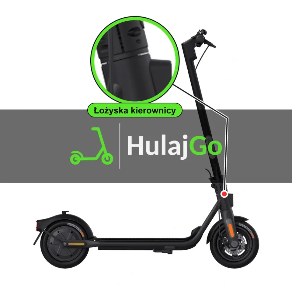 Segway-Ninebot F2 - w powiększeniu główka ramy z łożyskami kierownicy (wymiana łożysk kierownicy)